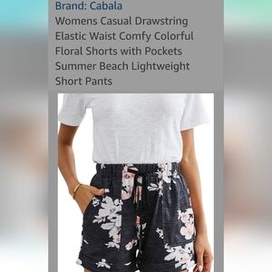 NWOT Black Floral Drawstring Shorts With Pockets M